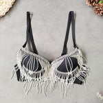 Rhinestone Tassel Bead Bra Top - QH Clothing