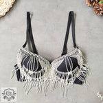 Rhinestone Tassel Bead Bra Top - QH Clothing