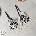 Rhinestone Tassel Bead Bra Top - QH Clothing