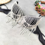 Rhinestone Tassel Bead Bra Top - QH Clothing