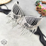 Rhinestone Tassel Bead Bra Top - QH Clothing