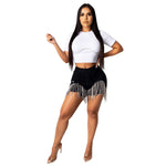 Rhinestone Tassel Denim Shorts - QH Clothing