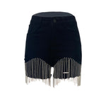 Rhinestone Tassel Denim Shorts - QH Clothing