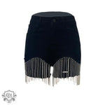 Rhinestone Tassel Denim Shorts - QH Clothing