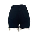 Rhinestone Tassel Denim Shorts - QH Clothing