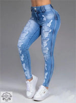 Ripped Slimming Denim Skinny Jeans - QH Clothing