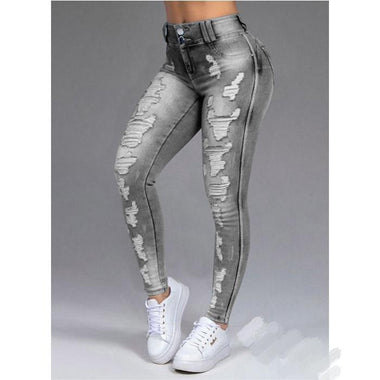 Ripped Slimming Denim Skinny Jeans - QH Clothing