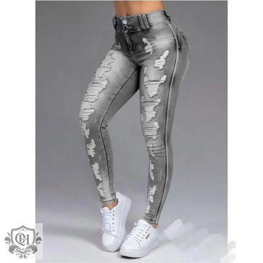 Ripped Slimming Denim Skinny Jeans - QH Clothing