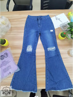 Ripped Wide Leg Flared Jeans Women - QH Clothing