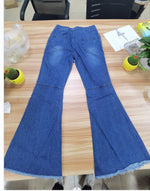 Ripped Wide Leg Flared Jeans Women - QH Clothing