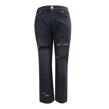 Ripped High Rise Denim Trousers - QH Clothing