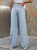 High Waist Wide Leg Denim Pants - QH Clothing