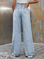 High Waist Wide Leg Denim Pants - QH Clothing