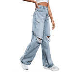 High Waist Wide Leg Denim Pants - QH Clothing