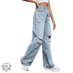 High Waist Wide Leg Denim Pants - QH Clothing