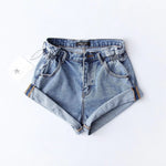 Summer Denim Elastic Waist Shorts - QH Clothing