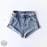 Summer Denim Elastic Waist Shorts - QH Clothing