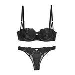 Rose Embroidered Lace Bra Set - Clothing