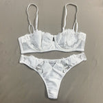 Rose Embroidered Lace Bra Set - S / White - Clothing