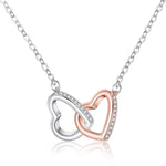 Rose Gold Split Double Ring Double Heart Necklace -  QH Clothing