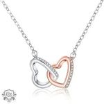 Rose Gold Split Double Ring Double Heart Necklace -  QH Clothing