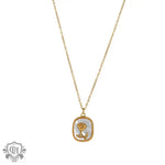 Exquisite Rose Tag Pendant Necklace with Gemstone Design -  QH Clothing