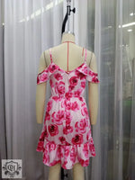 Rose Print Lace Tube Dress - QH Clothing