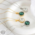 Elegant Gemstone Inlaid Round Pendant Necklace in 18K Gold -  QH Clothing