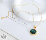 Elegant Gemstone Inlaid Round Pendant Necklace in 18K Gold -  QH Clothing