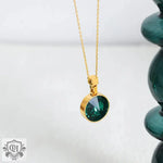 Elegant Gemstone Inlaid Round Pendant Necklace in 18K Gold -  QH Clothing