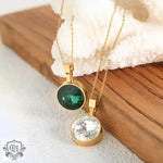 Elegant Gemstone Inlaid Round Pendant Necklace in 18K Gold -  QH Clothing