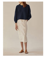 Loose Cotton Hoodie with Lantern Sleeves - QH Clothing