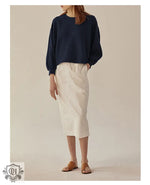 Loose Cotton Hoodie with Lantern Sleeves - QH Clothing