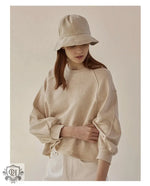 Loose Cotton Hoodie with Lantern Sleeves - QH Clothing