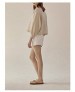 Loose Cotton Hoodie with Lantern Sleeves - QH Clothing