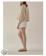 Loose Cotton Hoodie with Lantern Sleeves - QH Clothing