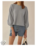 Loose Cotton Hoodie with Lantern Sleeves - QH Clothing