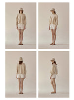 Loose Cotton Hoodie with Lantern Sleeves - QH Clothing