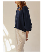 Loose Cotton Hoodie with Lantern Sleeves - QH Clothing