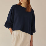 Loose Cotton Hoodie with Lantern Sleeves - QH Clothing