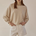 Loose Cotton Hoodie with Lantern Sleeves - QH Clothing