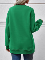 Round Neck Loose Long Sleeve Sweatshirt - QH Clothing