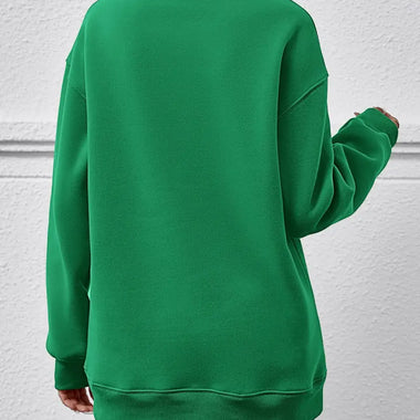 Round Neck Loose Long Sleeve Sweatshirt - QH Clothing