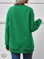 Round Neck Loose Long Sleeve Sweatshirt - QH Clothing