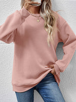 Round Neck Loose Long Sleeve Sweatshirt - QH Clothing