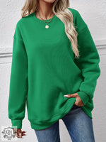 Round Neck Loose Long Sleeve Sweatshirt - QH Clothing