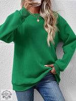 Round Neck Loose Long Sleeve Sweatshirt - QH Clothing