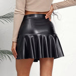 High Waist Ruffles Irregular Asymmetric Leather Skirt Skirt Sexy Sexy Faux Leather Skirt Women Clothing - Quality Home Clothing| Beauty