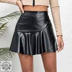 High Waist Ruffles Irregular Asymmetric Leather Skirt Skirt Sexy Sexy Faux Leather Skirt Women Clothing - Quality Home Clothing| Beauty