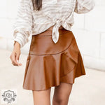 High Waist Ruffles Irregular Asymmetric Leather Skirt Skirt Sexy Sexy Faux Leather Skirt Women Clothing - Quality Home Clothing| Beauty